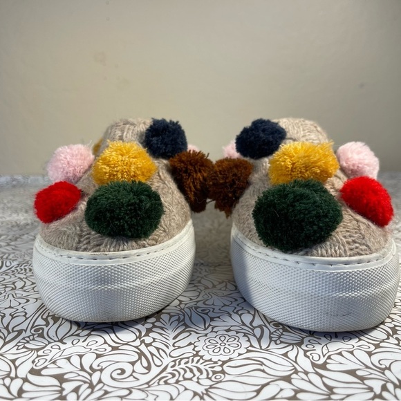 Joshua Sanders tan Wool Blend Pom Pom Slip On Sneakers - Picture 3 of 15